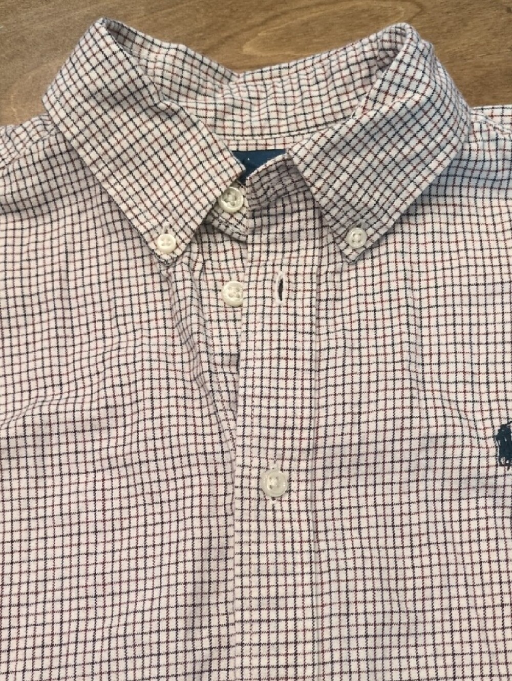 Ralph Lauren Boys White,Red, And Black Micro-Check Boys Button-Down Shirt, Sz L - Picture 3 of 9